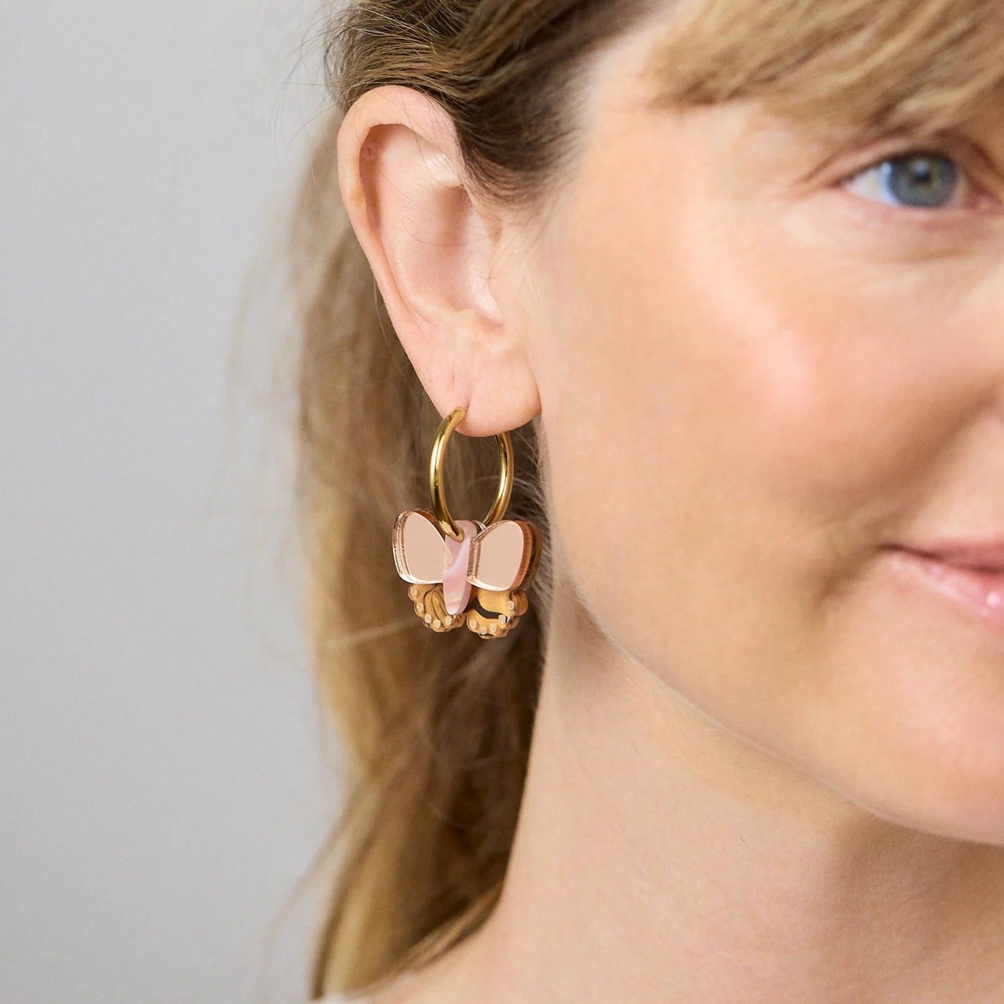 Butterfly Earrings - Brown/Peach
