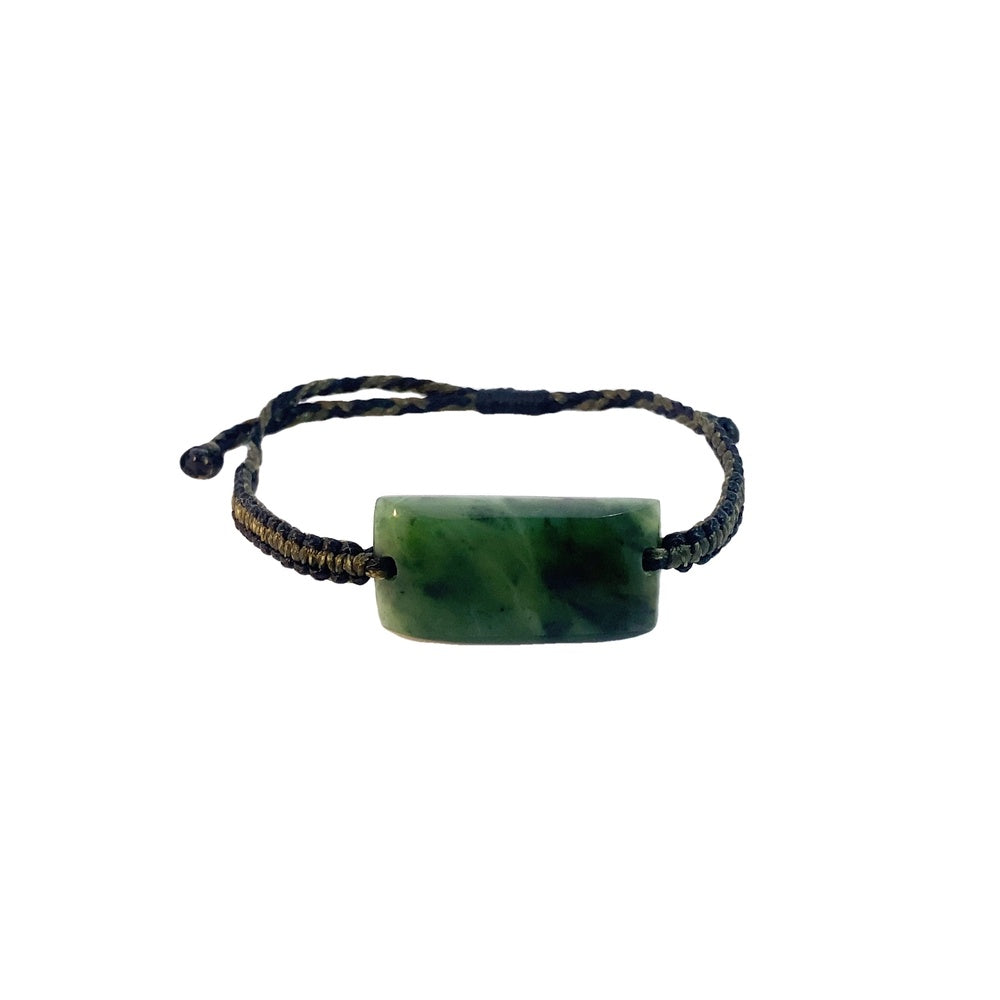 Adjustable Woven Marsden Flower Pounamu Bracelet | Black Cord