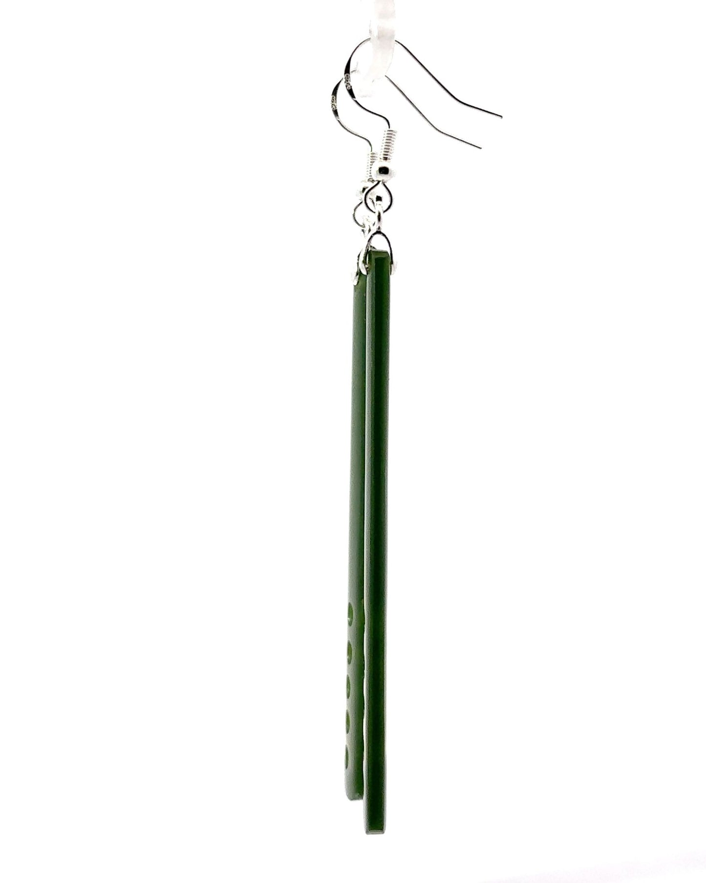Kawakawa Pounamu & Silver Contemporary Earrings
