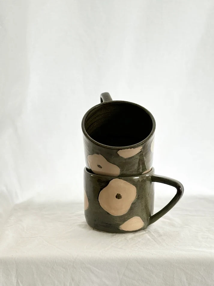 Magnolia Lane & Co Ceramics Green Flower Mug