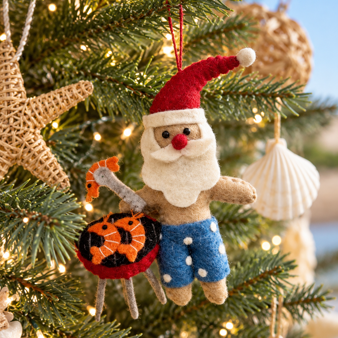 Santa with shrimp on Barbie