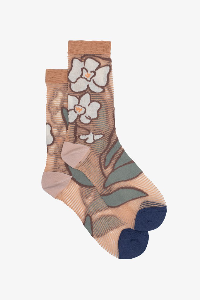 Semi Sheer Sock | Orchids