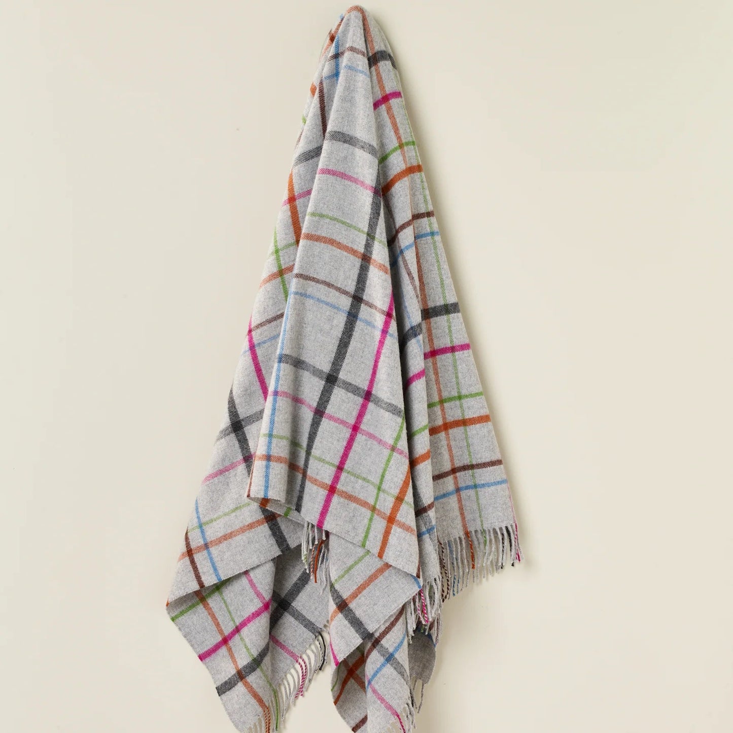Windowpane Grey Multi 100% Merino Throw
