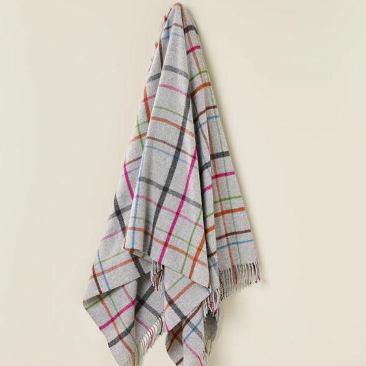 Windowpane Grey Multi 100% Merino Throw