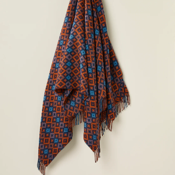 Dartmouth Navy & Brick NZ Wool Throw