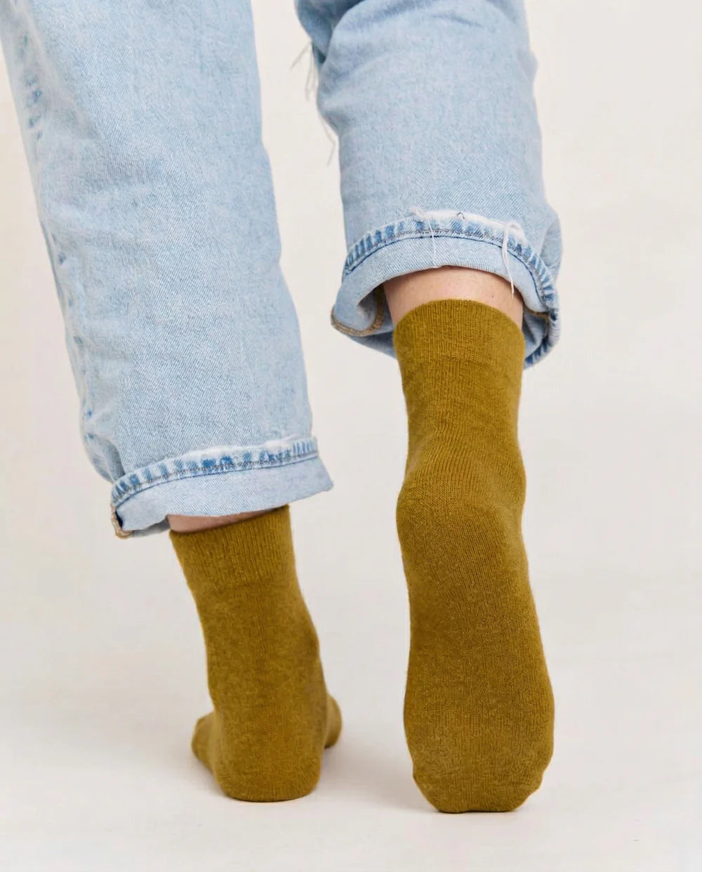Possum Merino Wool Socks | Ecru Olive