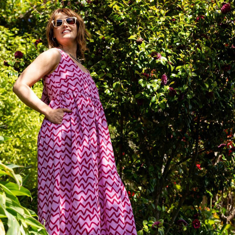Two+Lou | Reverie Tie Back Dress - Raspberry Ziggy