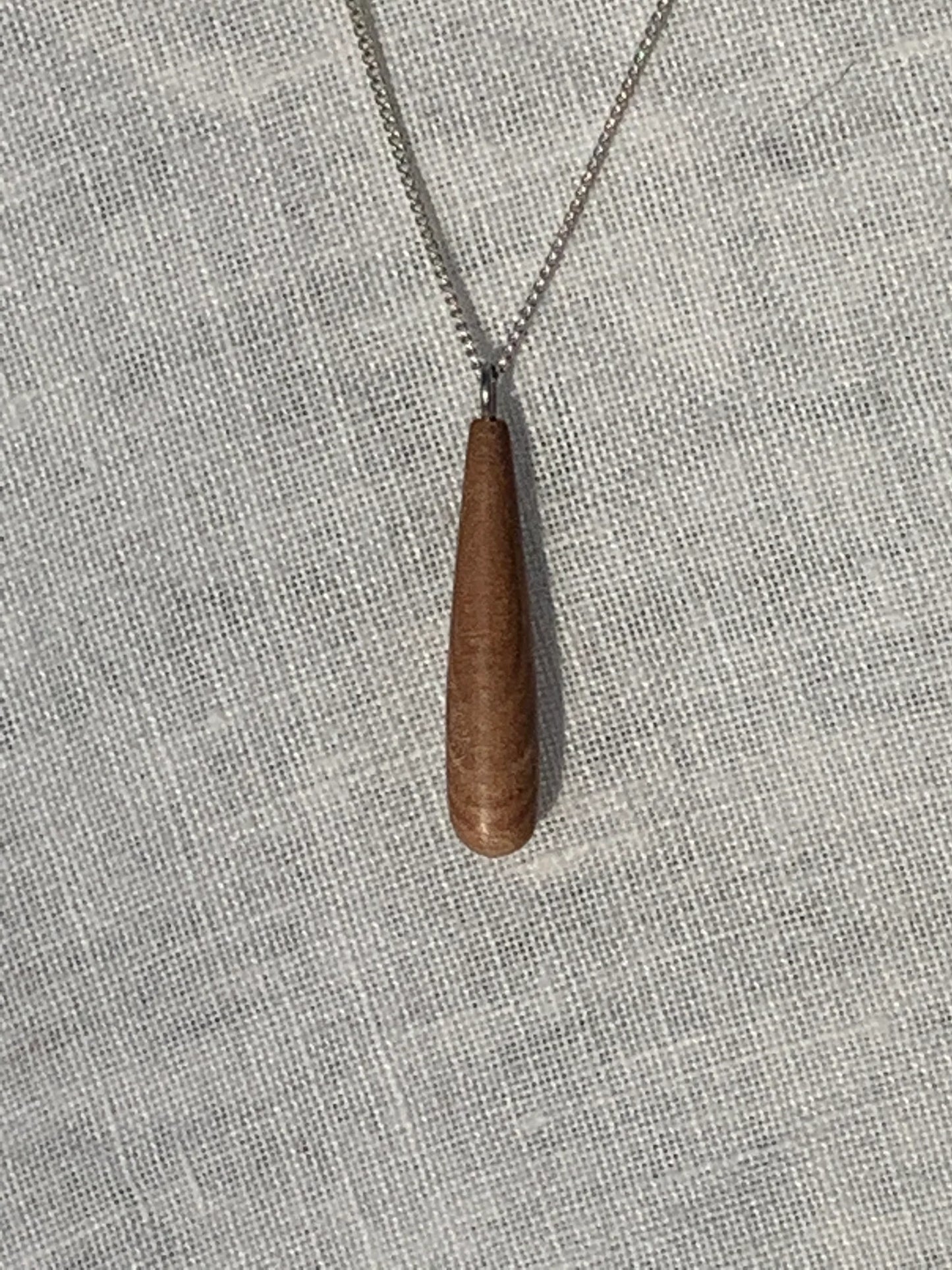 Halio | wooden drop silver necklace