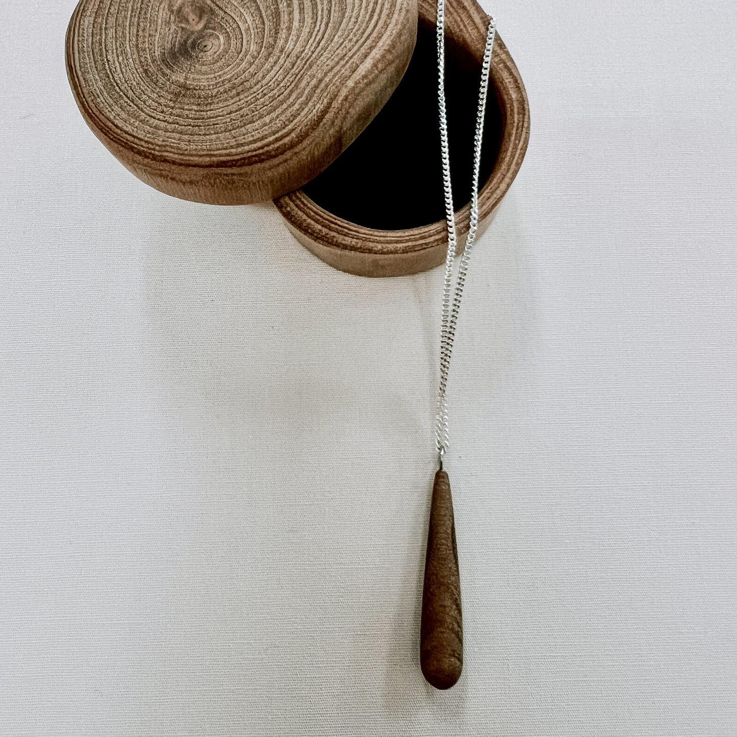 Halio | wooden drop silver necklace