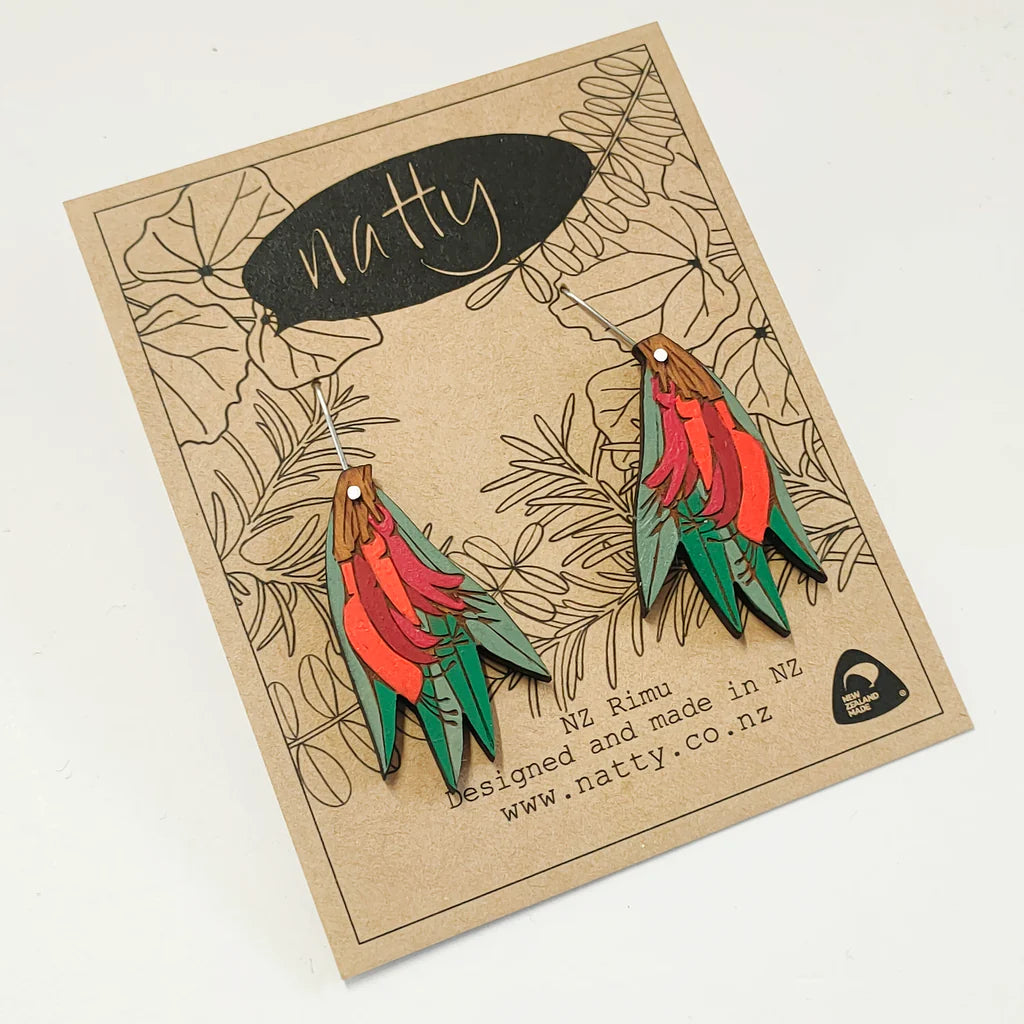 Harakeke flower earrings