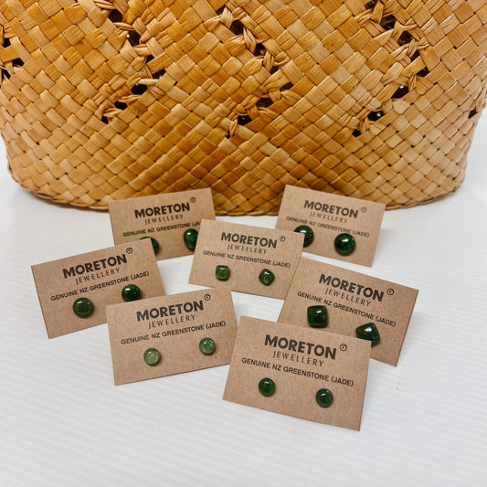 NZ Greenstone Stud Earrings