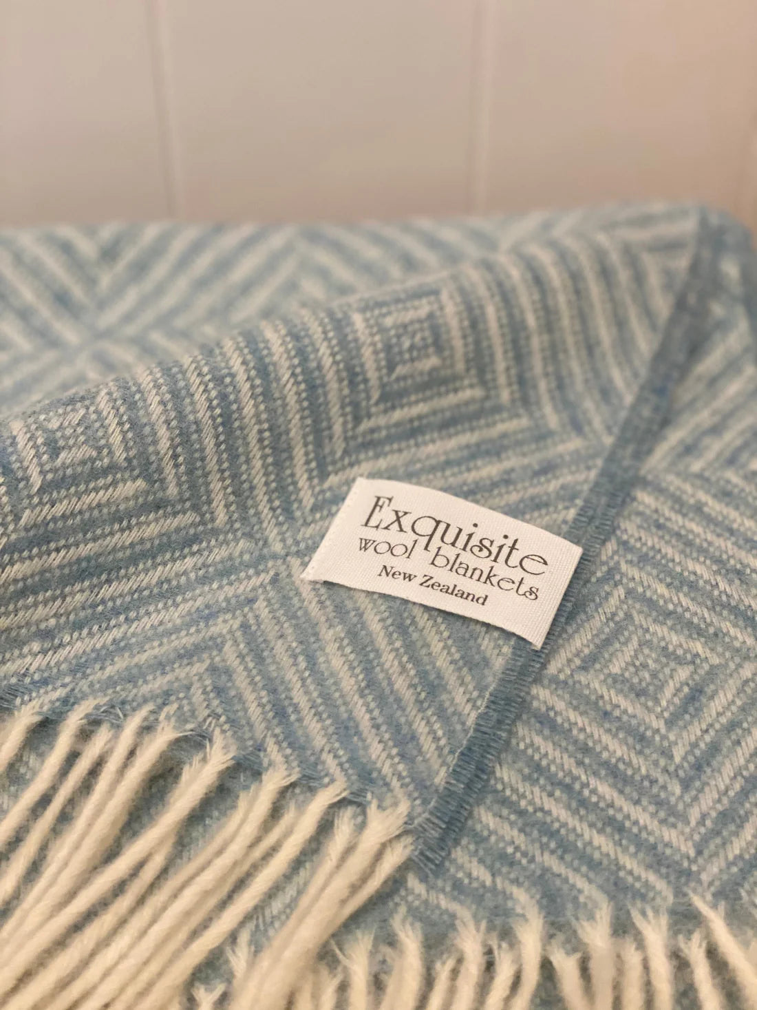 Powder Blue Diamond 100% Merino Baby Blanket
