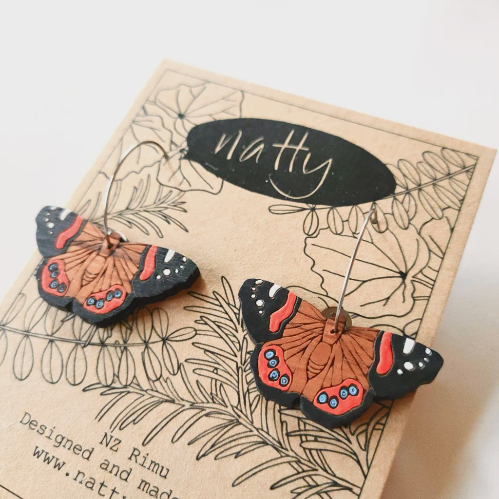 Red Admiral Butterfly earrings