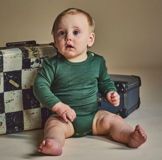LFOH | RILEY MERINO  BODYSUIT- Forest Check