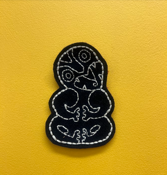 The Black Pixie | Hand Stitched Tiki Brooch