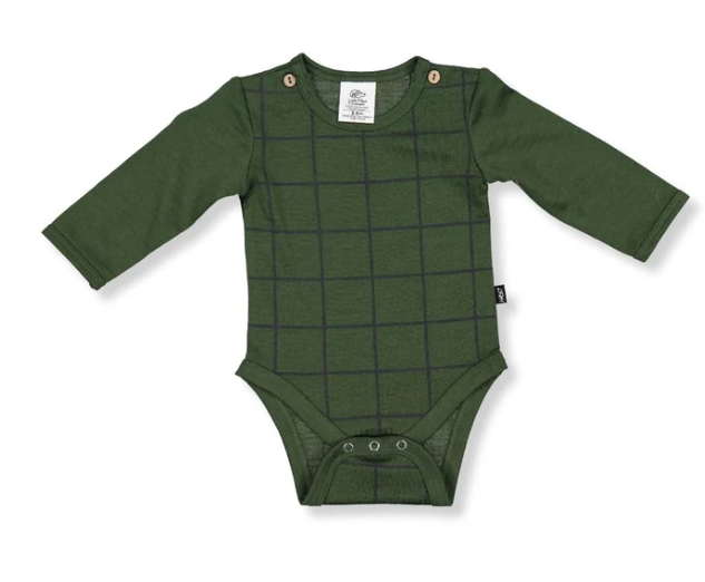 LFOH | RILEY MERINO  BODYSUIT- Forest Check