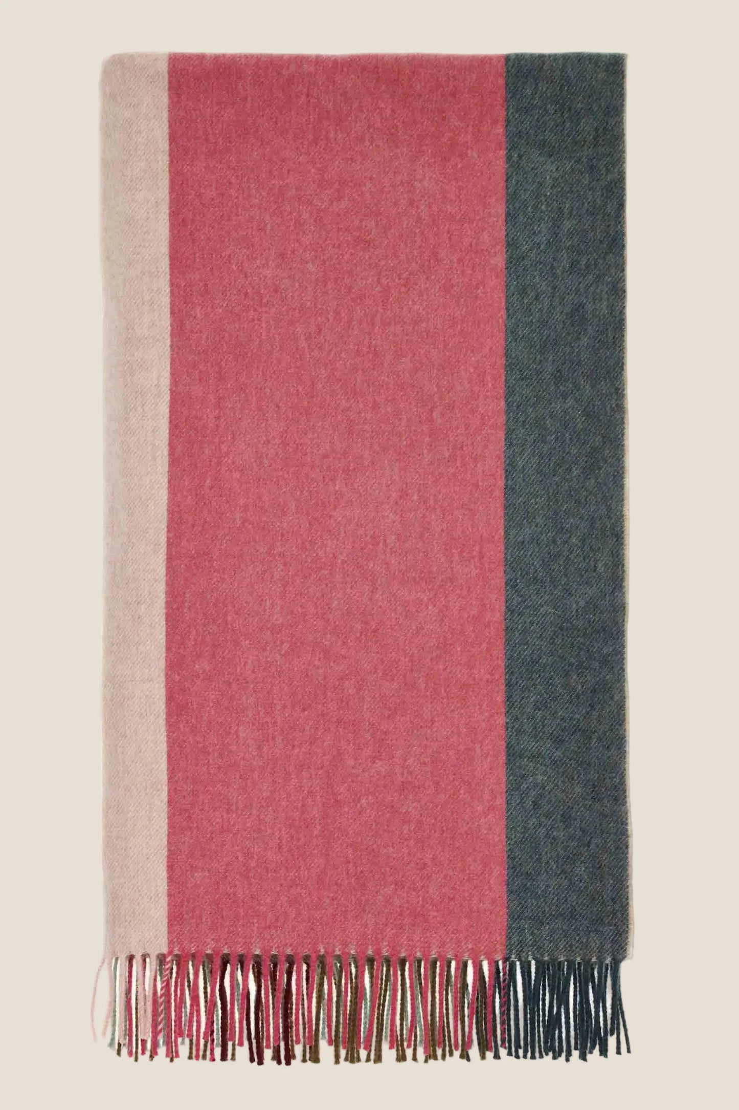 Block Stripe Pink & Green 100% Merino Throw