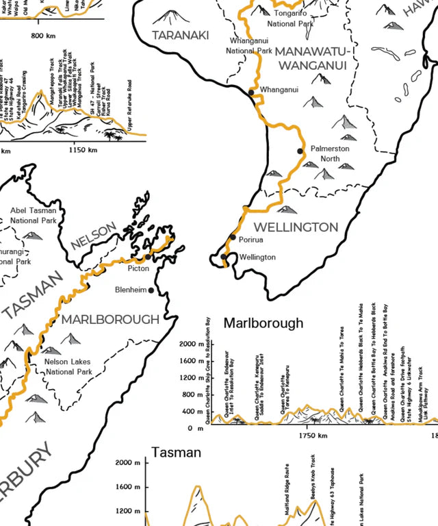 Te Araroa Trail Illustrated Poster