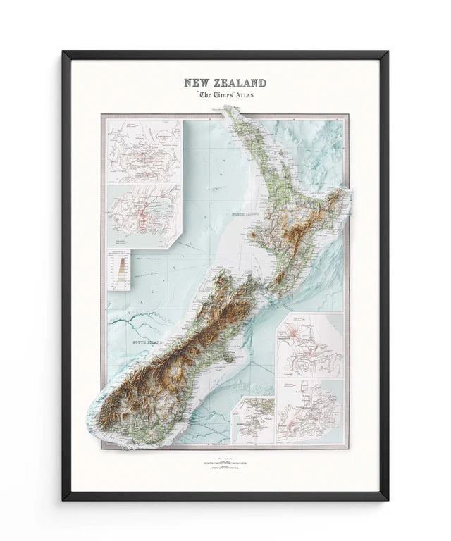 New Zealand Map - Reproduction of Vintage 1922 Atlas Map