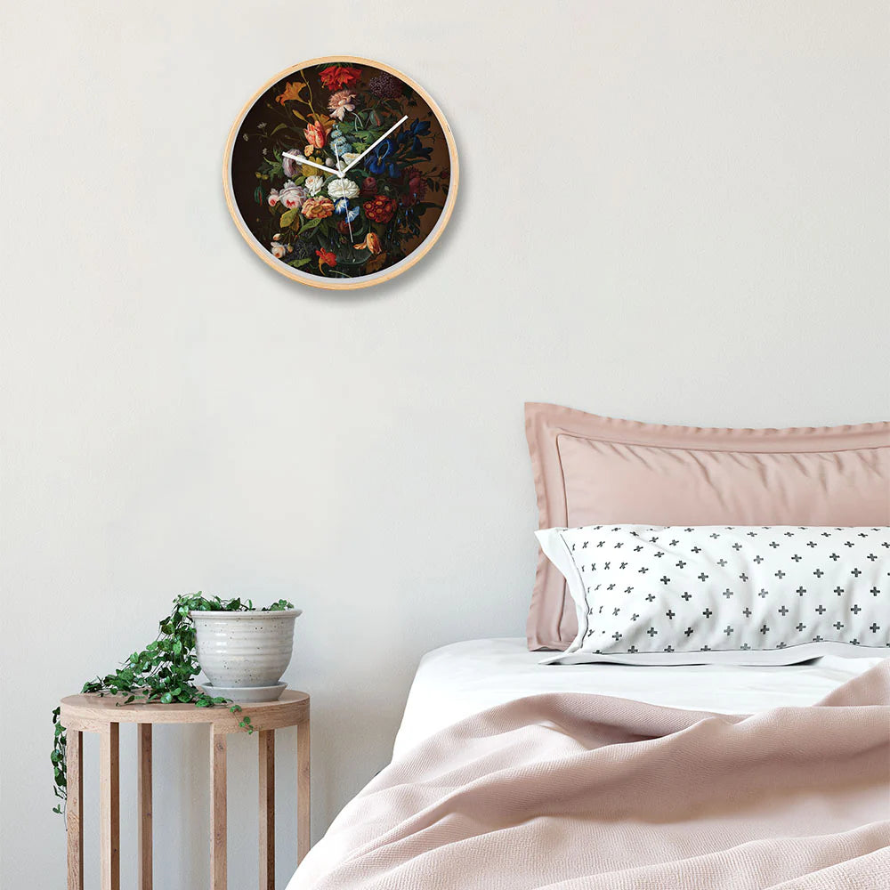 Vintage Flowers Wooden Frame Clock