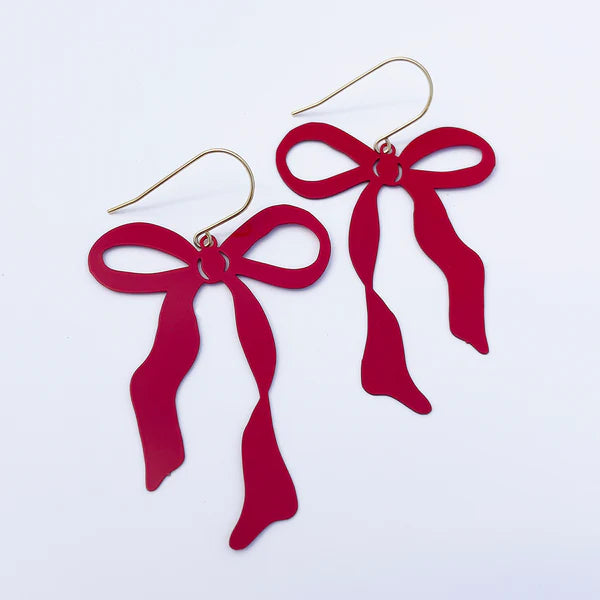 Midi Christmas Bow earrings in Red