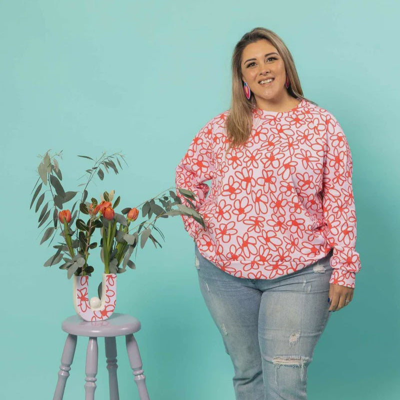 Two+Lou | Greta Sweater - Bloom Scarlet