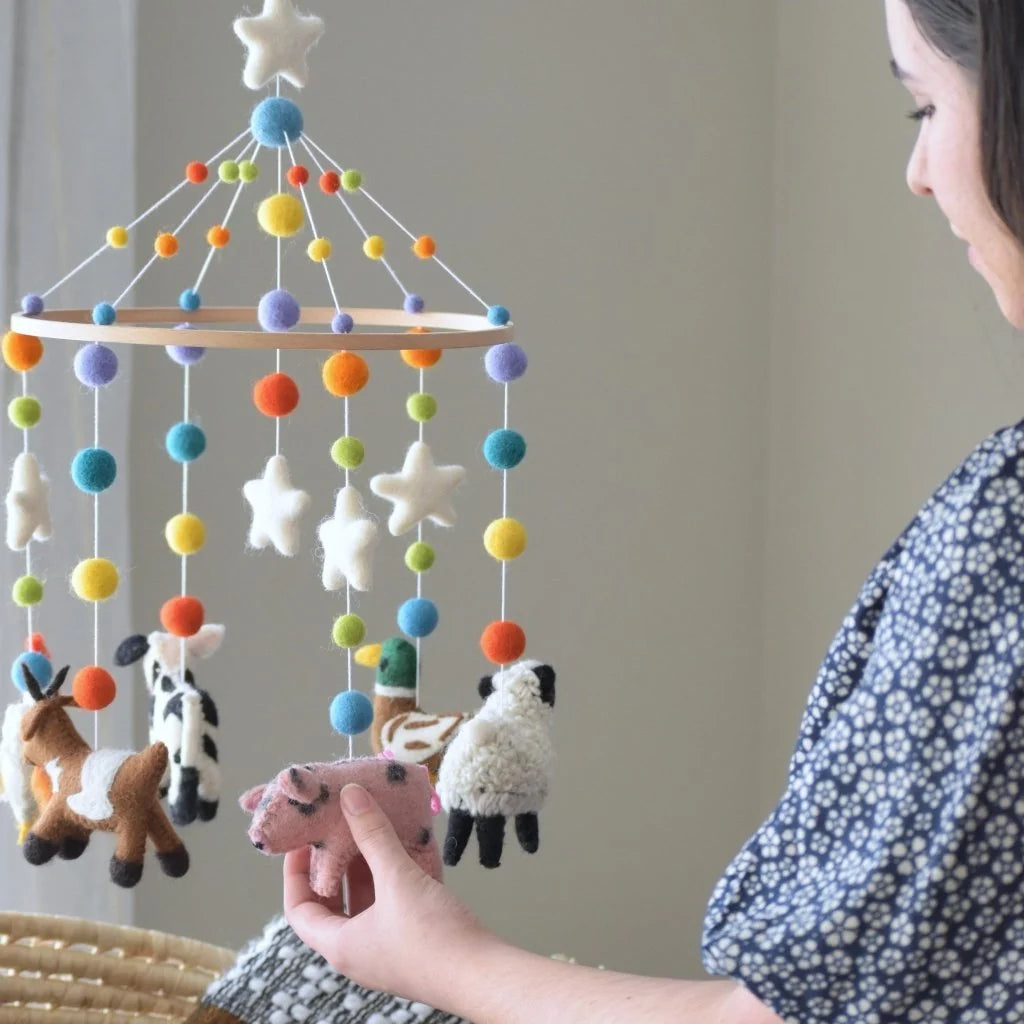 Farm Animals Rainbow Baby Mobile