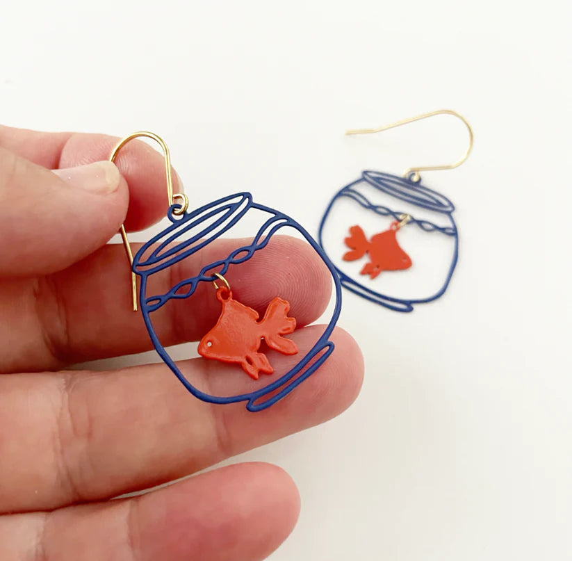 Denz & Co | Goldfish Bowl Dangle Earrings