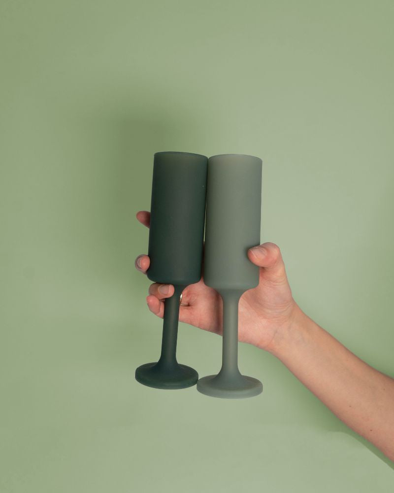 Sage + Olive Seff Silicone Unbreakable Champagne Flutes