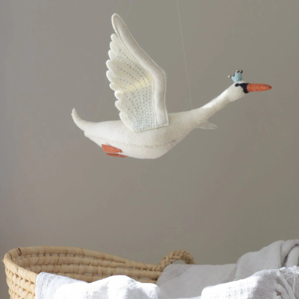 Small Flying Swan Mobile - Mustard