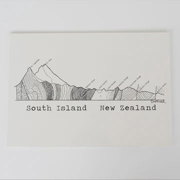 A4 South Island Cross Section Art Print
