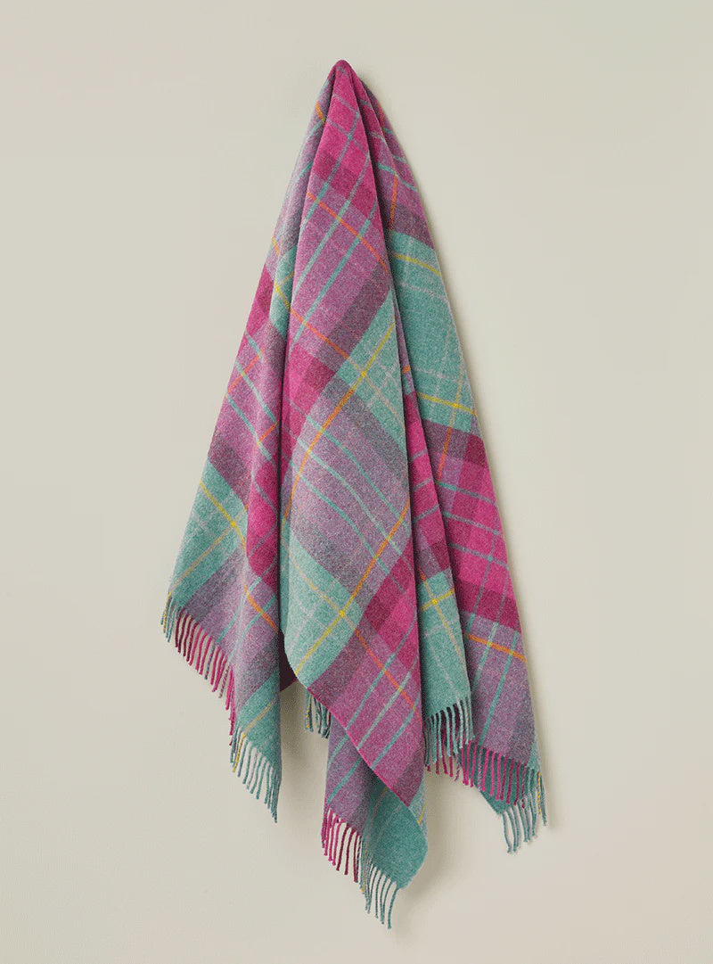 Saltburn Cerise & Mint 100% Wool Throw