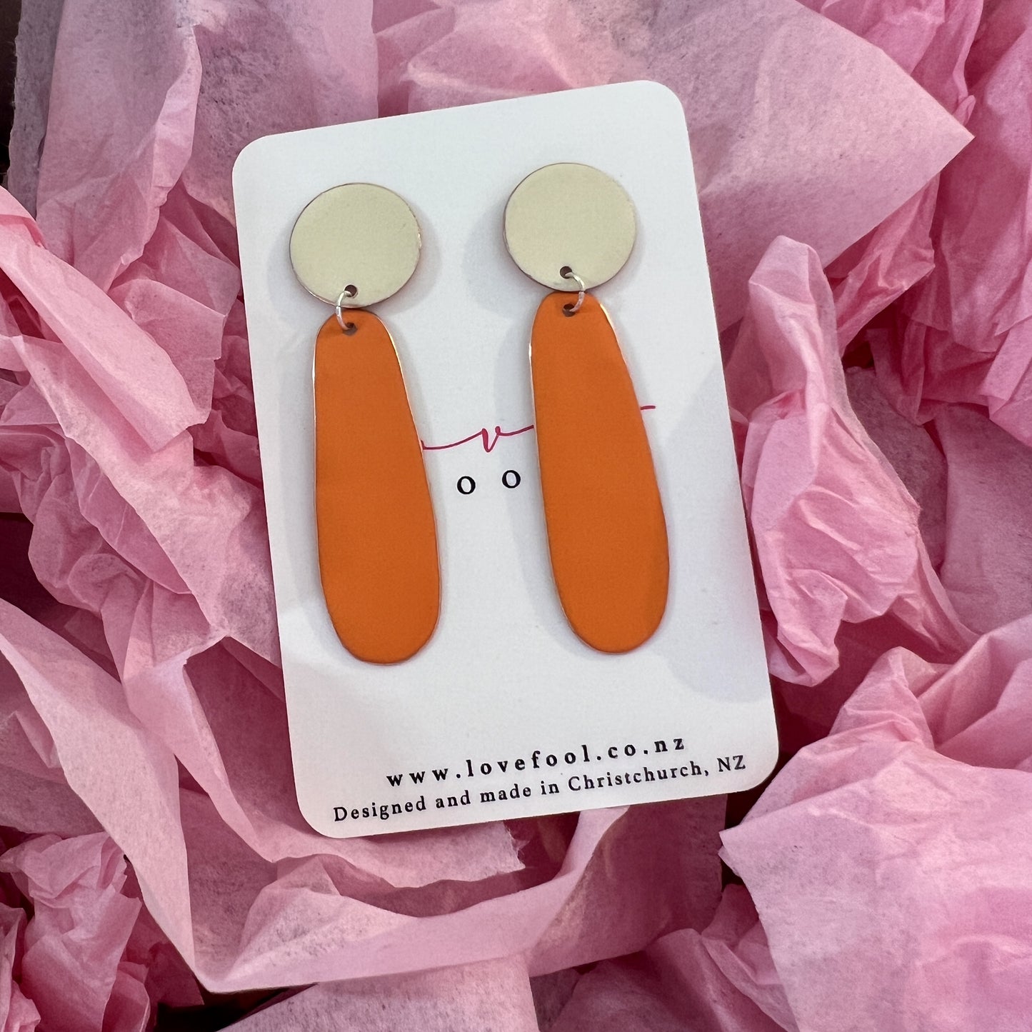 Tear Drop Earring | Ivory & Orange