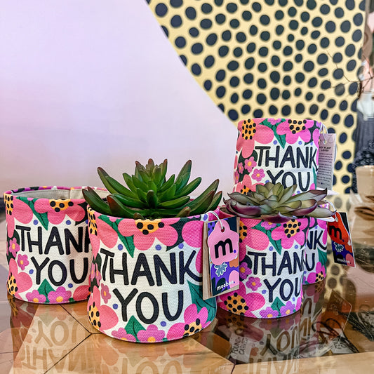 CANVAS PLANTER | THANK YOU PINK LFOWER