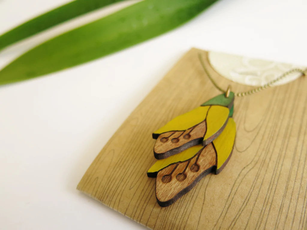 Kowhai Flower Rimu Necklace