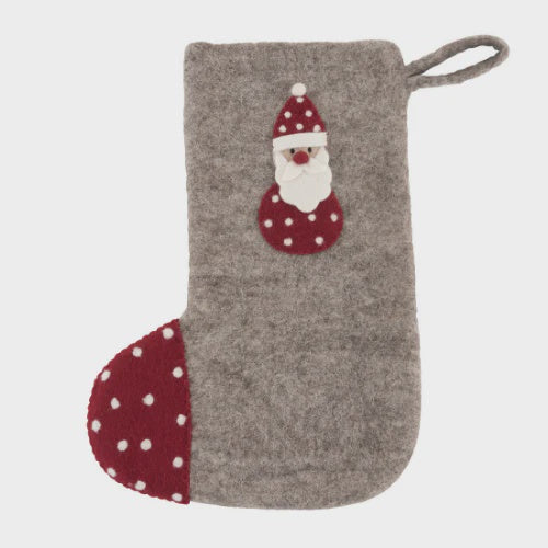 Felt Christmas Stocking - Santa With Spots