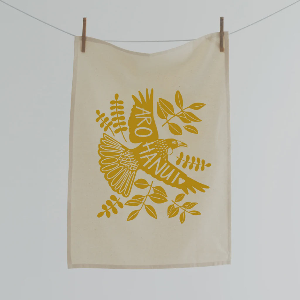 Aroha nui Tui Tea towel