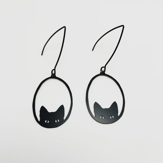 Black Cat Dangles in Black