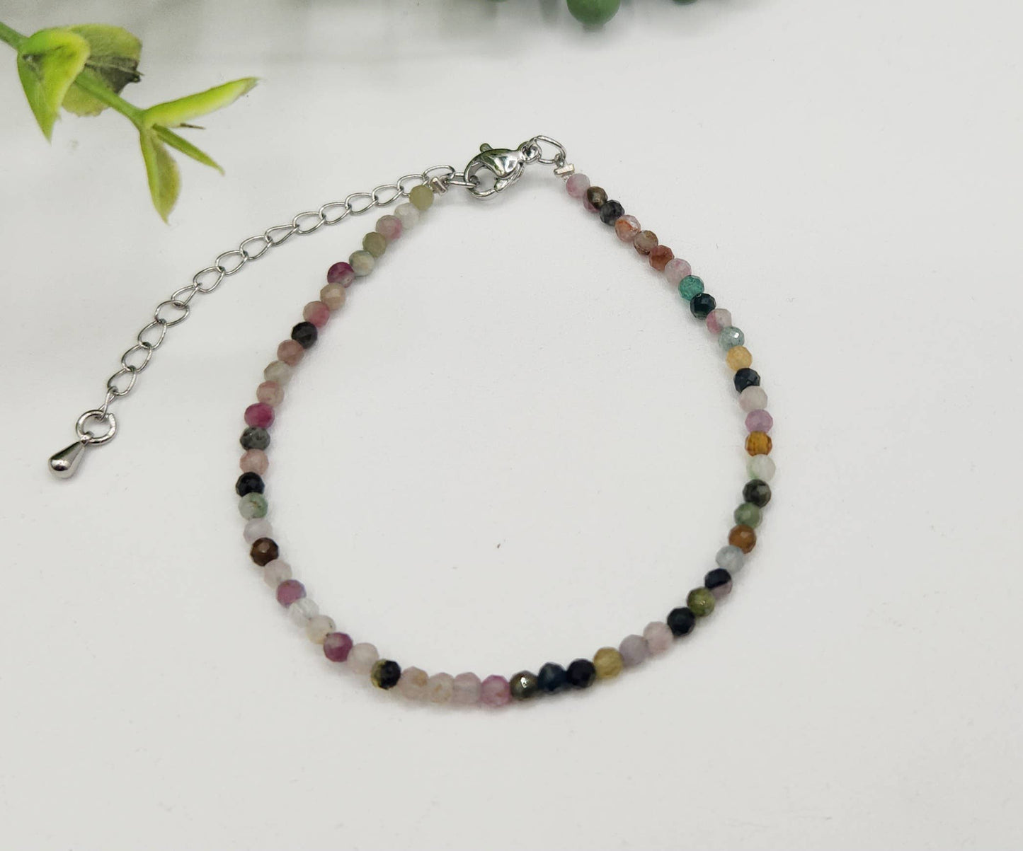 Wartermelon Bracelet Faceted 3MM w/Silver Color Clasp