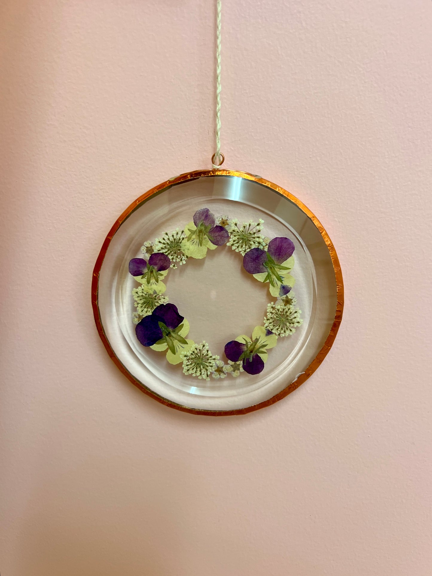 Pressed Flower Suncatcher Round Wreath
