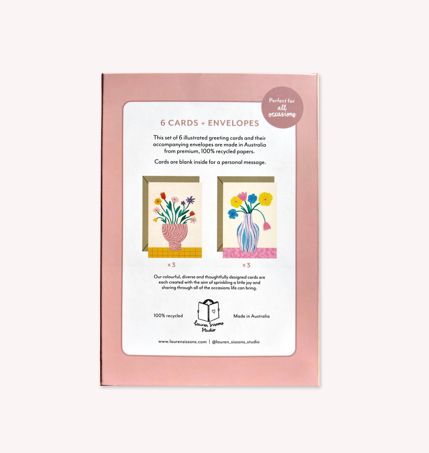 Floral Greeting Card Boxed Set  - 6 Cards Envelopes Gift
