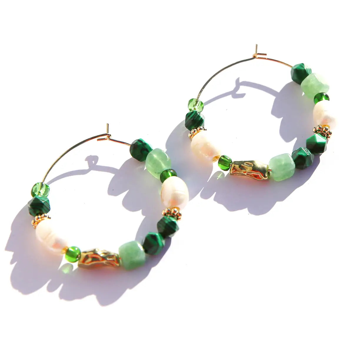 Kingston Jewellery | Large Emerald Beaded Hoops
