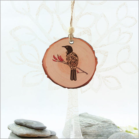 Wood Slice Ornament | Filigree Tui