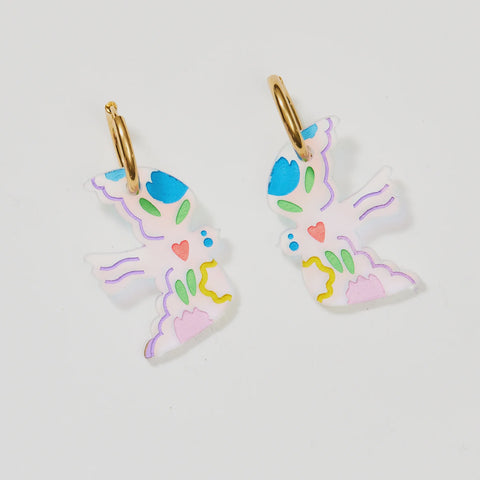 Large Bird Earrings - Iridescent