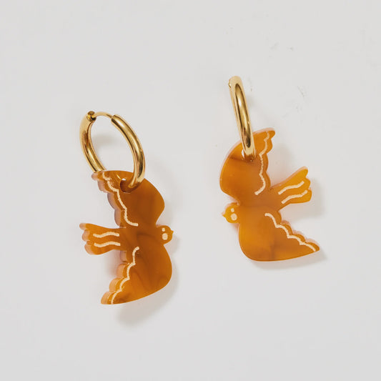 Mini Bird Earrings | Toffee or Fern