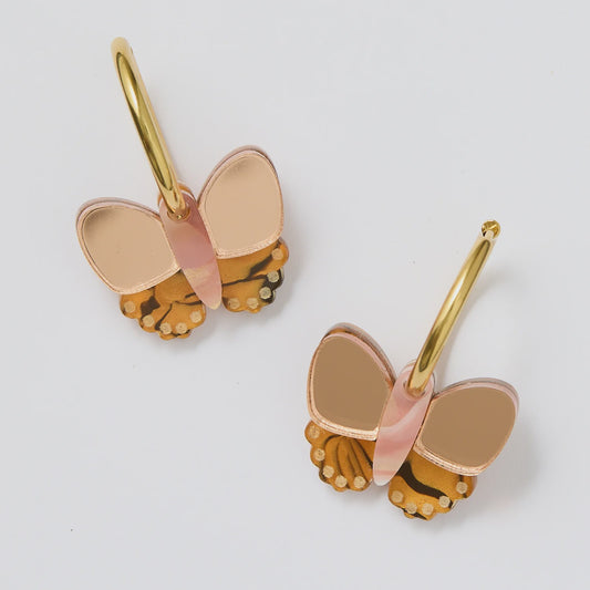 Butterfly Earrings - Brown/Peach