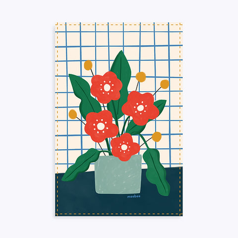 Moobee Tea Towel | Red Flowers