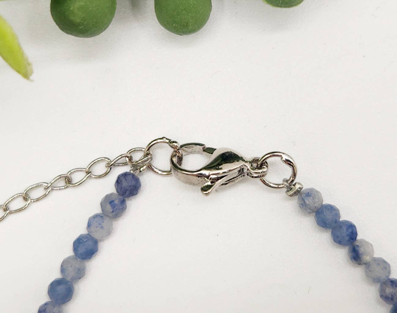 Blue Aventurine Bracelet Faceted 3MM w/Silver Color Clasp