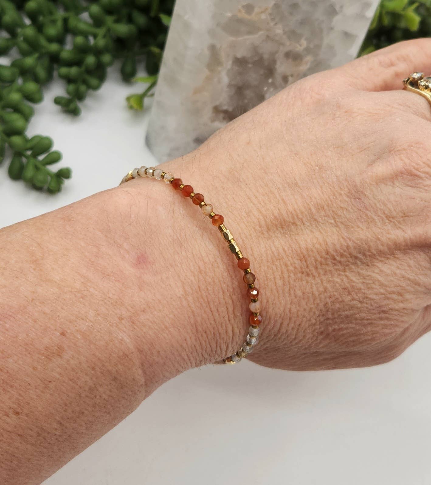 ENERGY BOOST-Carnelian/Citrine/Sunstone 3mm Bracelet w/Clasp