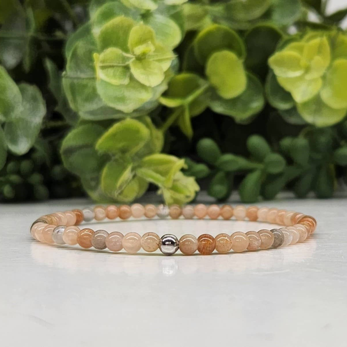 Sunstone Stretchable Bracelet 4MM Beads - 7.5 Inches Long